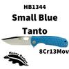 Western Active HB1344 Honey Badger Tanto Small Pocket Knife 2.81" Blade Lightweight 2.57oz Folding Utility EDC Deep Pocket Carry for Outdoor Tactical Survival Camping - Reversible Clip - Small Blue view 2