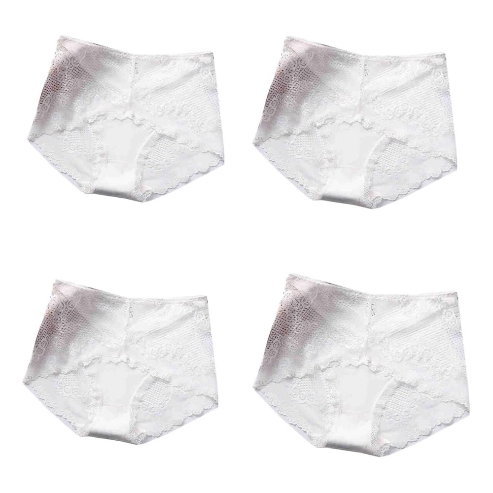 Women Super Plus Size Mid Waist Cotton Briefs Women's Lingerie Solid Panties Breathable Summer Female Intimates Boxer Female Safety Short Sexy Lace Panties (Color : 4, Size : XX-Large)