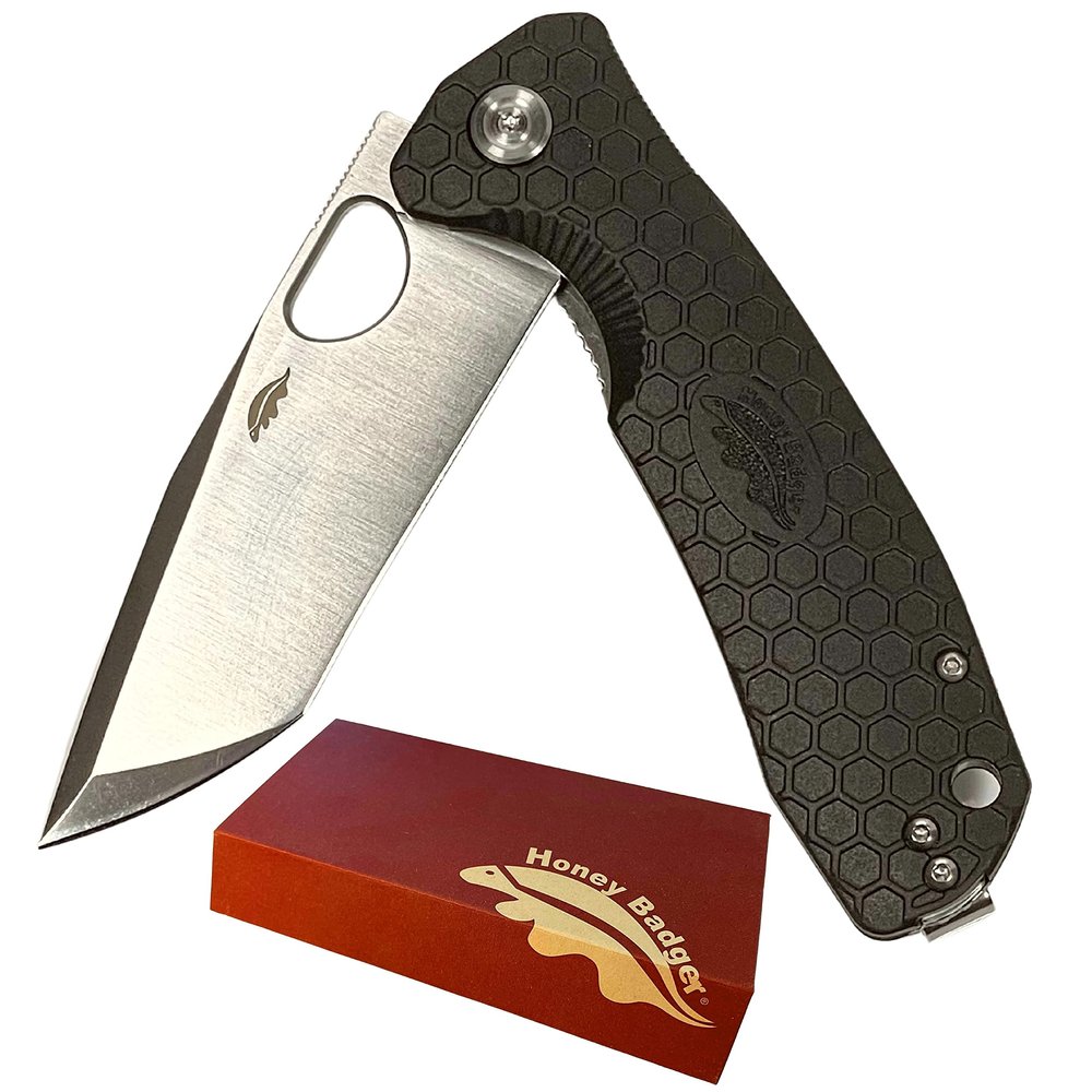 Western Active HB1341 Honey Badger Tanto Small Pocket Knife 2.81" Blade Lightweight 2.57oz Folding Utility EDC Deep Pocket Carry for Outdoor Tactical Survival Camping - Reversible Clip - Small Black