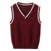 Agoky Unisex Kids Boys Girls V-Neck Knitted Sweater Vest Sleeveless Spring Vest Coat Students Uniform School Wear Waistcoat Burgundy 2-3 Years view 1