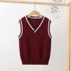 Agoky Unisex Kids Boys Girls V-Neck Knitted Sweater Vest Sleeveless Spring Vest Coat Students Uniform School Wear Waistcoat Burgundy 2-3 Years view 2