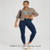 ODODOS Women's Cross Waist 7/8 Yoga Leggings with Inner Pocket, Inseam 25" Gathered Crossover Workout Yoga Pants, Navy, X-Large view 4