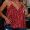 miduo Womens Tank Tops Summer Casual Dressy Sequin V Neck Tanks Tops Fashion 2025 Cami Shirts Sleeveless Sequin Tops Blouses Christmas Red S view 2