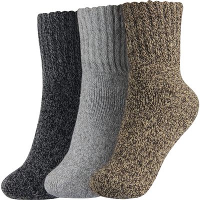 BenSorts Women's Winter Boots Socks 3 Pair Pack Thick Warm Cozy Crew Socks Mom Wife Gifts Black Brown Gray