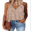 miduo Women's Tank Tops Summer Spring Fashion Sequin V Neck Racerback Tanks Tops Cami Shirts Sleeveless Tops Blouses Going Out Gold M view 1