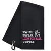 Hafhue Swing Swear Look Ball Repeat Funny Golf Towel - Accessory for Men & Women, Birthday or Retirement Gift (GRM015) view 1