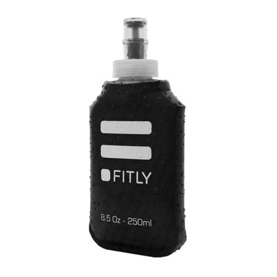 FITLY Soft Flask - 8.5 oz (250 ml) - Shrink As You Drink Pocket Soft Water Bottle for Hydration Pack/Running Vest- Folding Water Bottle for Running, Hiking, Cycling - Ski Water Bottles (FLASK250)