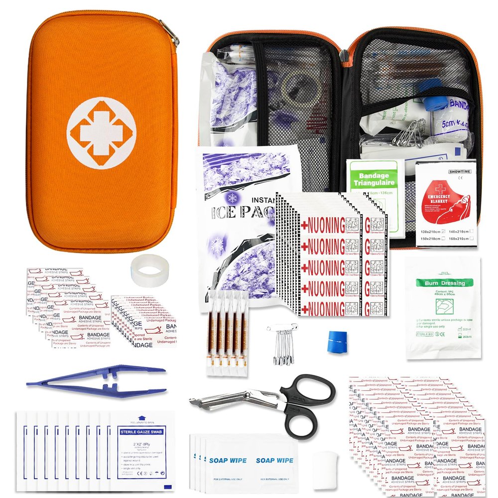 275Pcs Travel First Aid Kits for Car Emergency Preparedness Items Urgent Accident Essentials Kit Survival Gear Equipment Sports First Aid Kit for College Dorm Student, Home, Boat, Orange YIDERBO