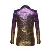 Maiyifu-GJ Men Shiny Sequins Suit Jacket Blazer One Button Luxury Party Tuxedo Weddings Dinner Prom Shiny Banquet Sport Coat (Purple,X-Large) view 2