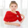 BXT Flower Girl Shawl Wrap, Kids Soft Red Faux Fur Princess Shoulder Cape for Wedding view 2