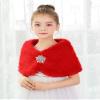 BXT Flower Girl Shawl Wrap, Kids Soft Red Faux Fur Princess Shoulder Cape for Wedding view 3