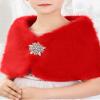 BXT Flower Girl Shawl Wrap, Kids Soft Red Faux Fur Princess Shoulder Cape for Wedding view 4