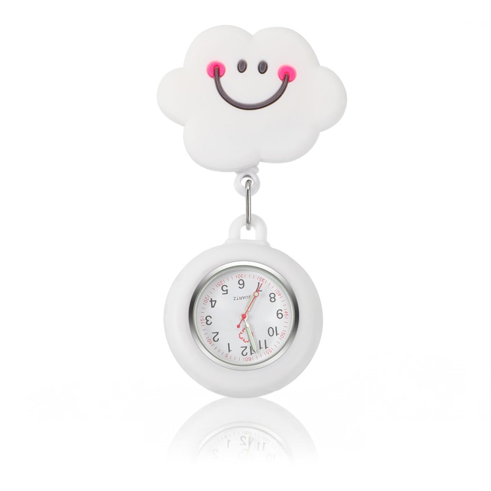 iplusmile Retractable Clip on Nurse Watch - Smile Lapel Watches for Women Girls, Aesthetic Fashion Pocket Nurse Watch with Second Hand for Daily Use