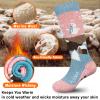 Hylaea Merino Wool Ski Socks Kids, Knee-high Warm Thermal Snowboard Skating Socks for Toddler Boys and Girls Pink Grey Small view 2