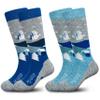 Hylaea Merino Wool Ski Socks Kids, Knee-high Warm Thermal Snowboard Skating Socks for Toddler Boys and Girls Grey Blue X-Small view 1