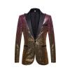 Men Shiny Sequins Suit Jacket Blazer One Button Luxury Party Tuxedo Weddings Dinner Prom Shiny Banquet Sport Coat (Pink,Large) view 1