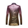 Men Shiny Sequins Suit Jacket Blazer One Button Luxury Party Tuxedo Weddings Dinner Prom Shiny Banquet Sport Coat (Pink,Large) view 2