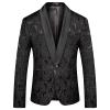 Men's Floral Jacquard Dress Suit Jacket 1 Button Paisley Embroidered Tuxedo Shawl Lapel Blazer for Dinner,Wedding (Black,XX-Large) view 1