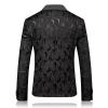 Men's Floral Jacquard Dress Suit Jacket 1 Button Paisley Embroidered Tuxedo Shawl Lapel Blazer for Dinner,Wedding (Black,XX-Large) view 2