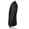 Men's Floral Jacquard Dress Suit Jacket 1 Button Paisley Embroidered Tuxedo Shawl Lapel Blazer for Dinner,Wedding (Black,XX-Large) view 3