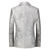 Maiyifu-GJ Mens Notched Lapel Dress Floral Suit Luxury Printed Slim Fit Stylish Blazer Casual Single Breasted Wedding Jacket (White,3X-Large) view 2