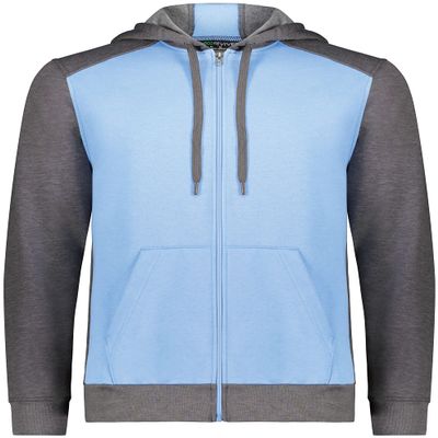Augusta Sportswear Youth Three-Season Fleece Full Zip Hoodie Columbia Blue/Carbon Heather M