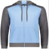 Augusta Sportswear Youth Three-Season Fleece Full Zip Hoodie Columbia Blue/Carbon Heather M view 1
