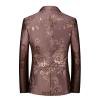 Maiyifu-GJ Mens Notched Lapel Dress Floral Suit Luxury Printed Slim Fit Stylish Blazer Casual Single Breasted Wedding Jacket (Brown,6X-Large) view 2