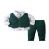 Abolai Baby Boys' 4 Piece Gentleman Set with Shirt,Tie,Vest and Pant Green 90 view 1