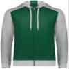 Augusta Sportswear Youth Three-Season Fleece Full Zip Hoodie Dark Green/Grey Heather XL view 1