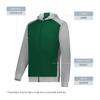 Augusta Sportswear Youth Three-Season Fleece Full Zip Hoodie Dark Green/Grey Heather XL view 4