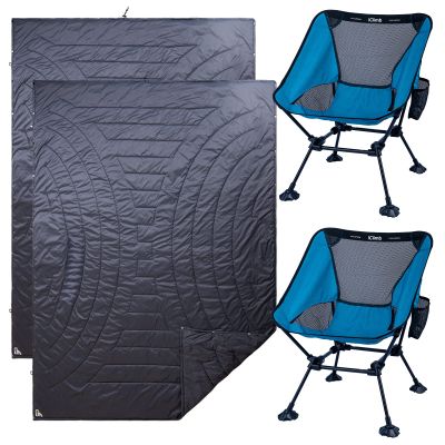 iClimb 2 Anti-Sinking Large Feet Chair and 2 3M Thinsulate Insulation Warm Blanket Bundle, Ultralight Compact for Two Adults Outdoor Backpacking Hiking Camping Beach Concert