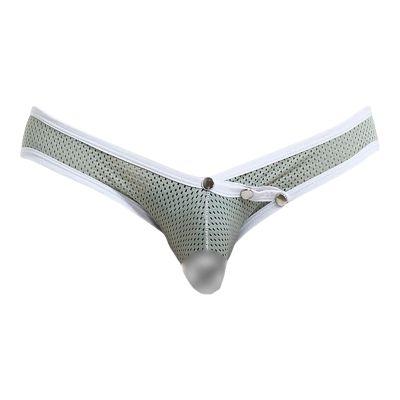 JEsilunmaMY Low Rise Briefs for Men Cross Waist Mesh Breathable Bikini Underwear See Through Bulge Pouch Panties Underpants (Grey,Medium)