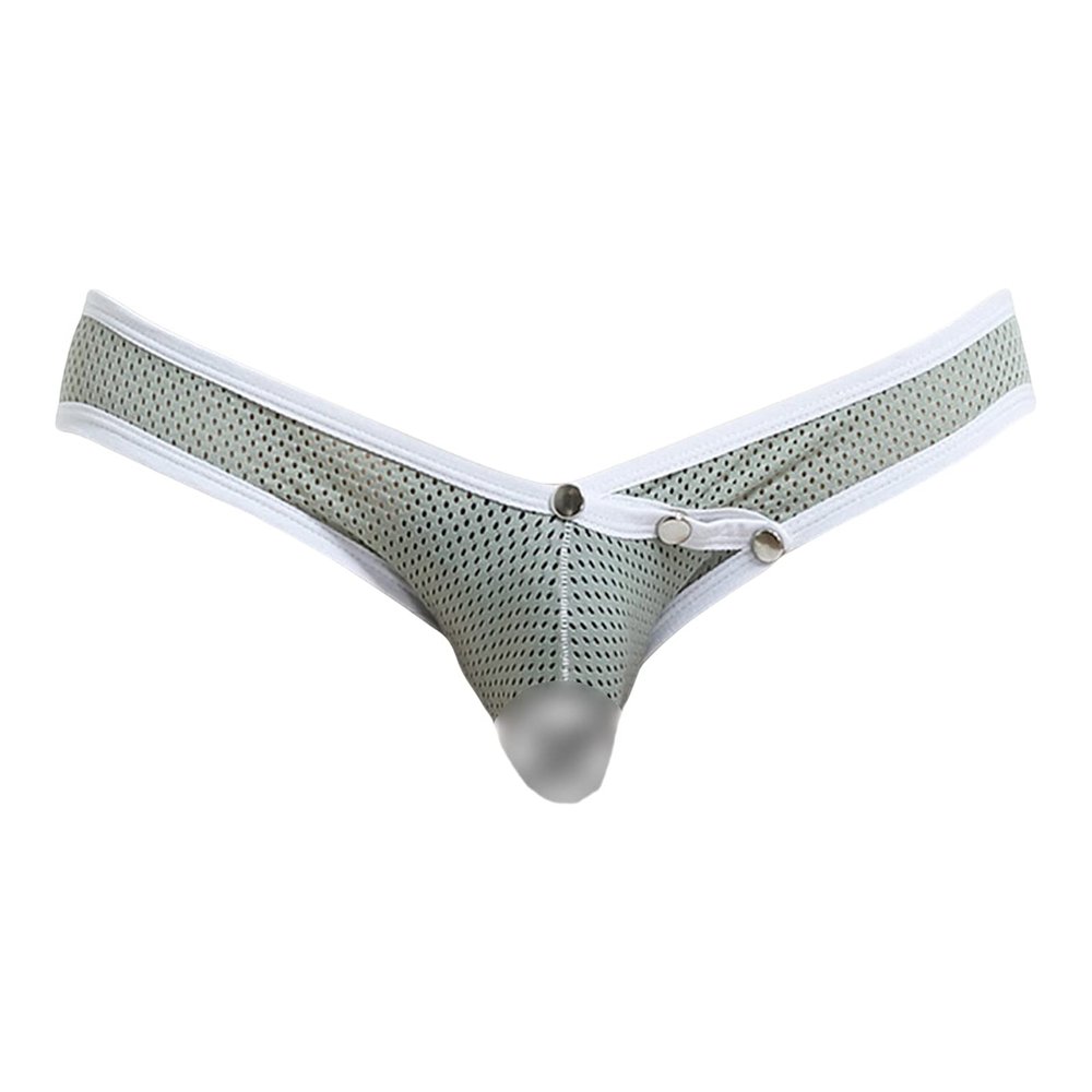 JEsilunmaMY Low Rise Briefs for Men Cross Waist Mesh Breathable Bikini Underwear See Through Bulge Pouch Panties Underpants (Grey,Medium)