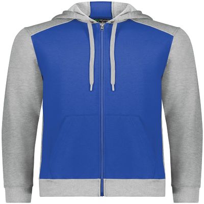 Augusta Sportswear Youth Three-Season Fleece Full Zip Hoodie Royal/Grey Heather M