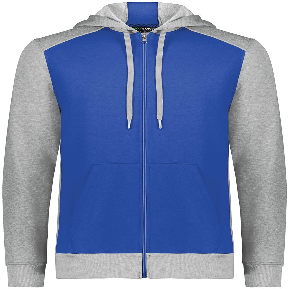 Augusta Sportswear Youth Three-Season Fleece Full Zip Hoodie Royal/Grey Heather M