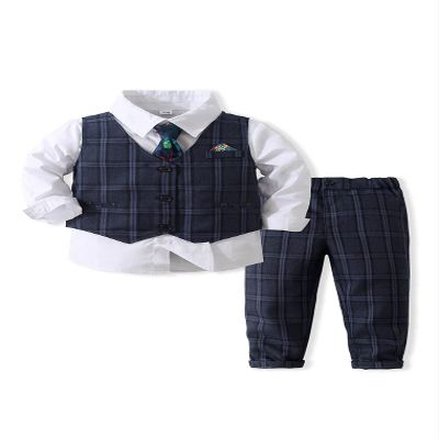 Abolai Baby Boys' 4 Piece Gentleman Set with Shirt,Tie,Vest and Pant White 120