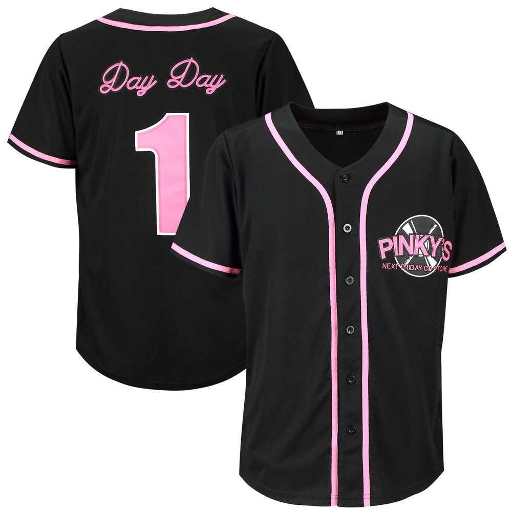 Men's Pinky's Next Friday Movie Baseball Jersey Day Day CD Store Sports Fan Hip Hop Jerseys Stitched (XXL, Black)