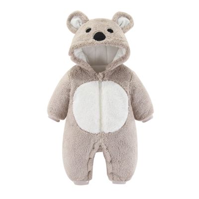 Girls Warm Jacket Infant Boys Girls Long Sleeve Winter Bear Ears Hooded Cartoon Romper Newborn Fleece (Grey, 6-9 Months)