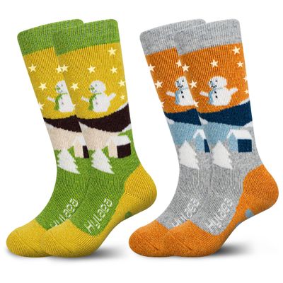Hylaea Merino Wool Ski Socks Kids, Knee-high Warm Thermal Snowboard Skating Socks for Toddler Boys and Girls Orange Yellow Small