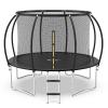 Simple Deluxe Trampoline for Kids with Safety Enclosure Net 12FT Wind Stakes Simple Deluxe 400LBS Weight Capacity Outdoor Backyards Trampolines with Non-Slip Ladder for Children Adults Family, Black view 1