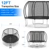 Simple Deluxe Trampoline for Kids with Safety Enclosure Net 12FT Wind Stakes Simple Deluxe 400LBS Weight Capacity Outdoor Backyards Trampolines with Non-Slip Ladder for Children Adults Family, Black view 3