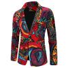 Maiyifu-GJ Men Floral Printed Suit Blazer Casual 1 Button Party Dress Jacket Stylish Notched Lapel Slim Fit Party Sport Coat (Red,Medium) view 1
