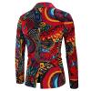 Maiyifu-GJ Men Floral Printed Suit Blazer Casual 1 Button Party Dress Jacket Stylish Notched Lapel Slim Fit Party Sport Coat (Red,Medium) view 2