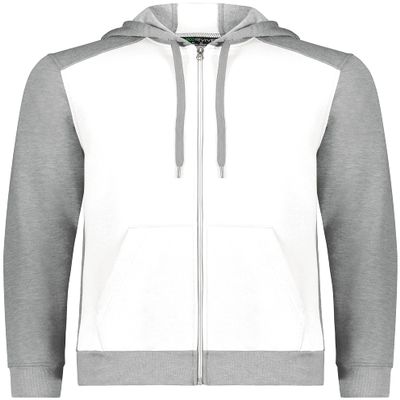 Augusta Sportswear Youth Three-Season Fleece Full Zip Hoodie White/Grey Heather S