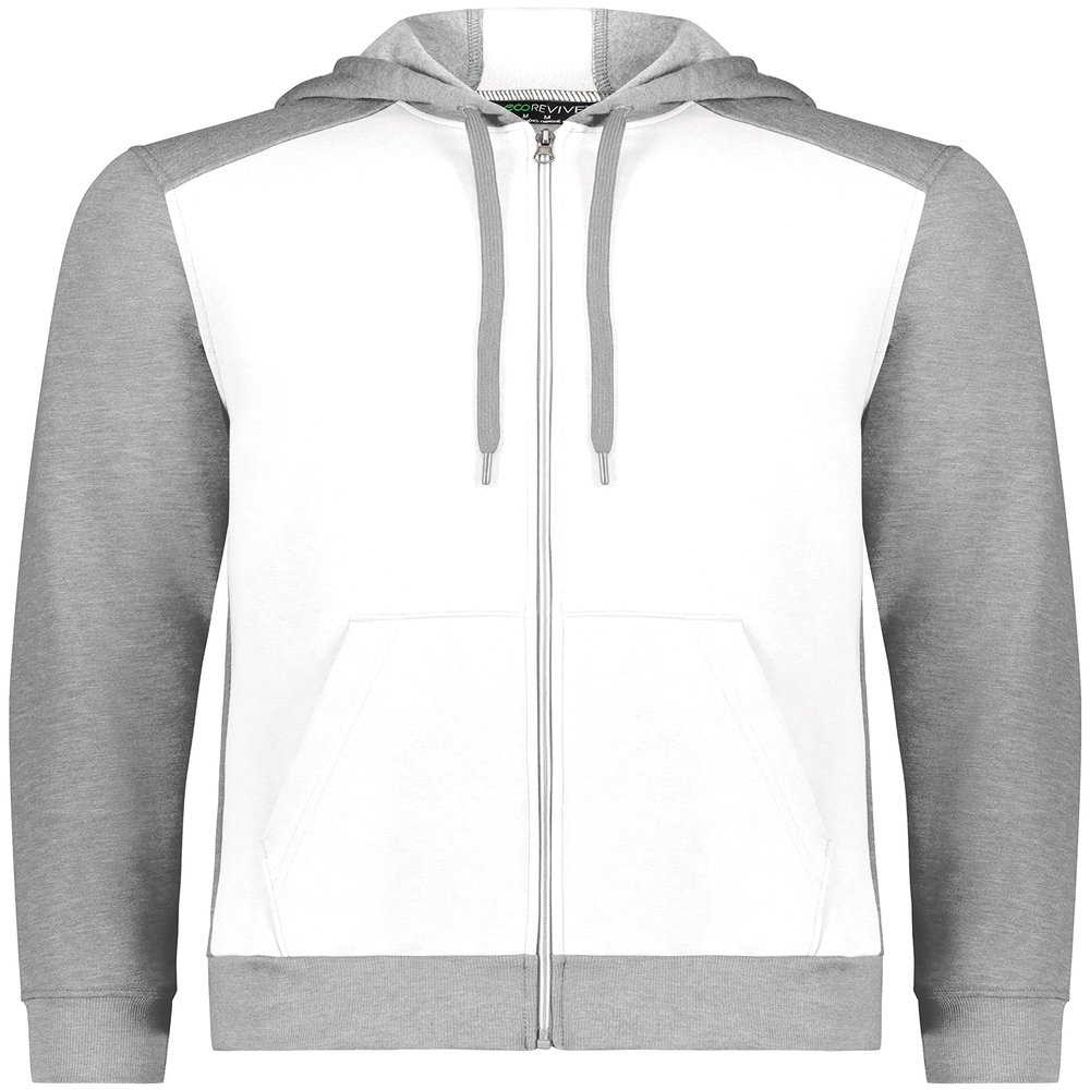 Augusta Sportswear Youth Three-Season Fleece Full Zip Hoodie White/Grey Heather S