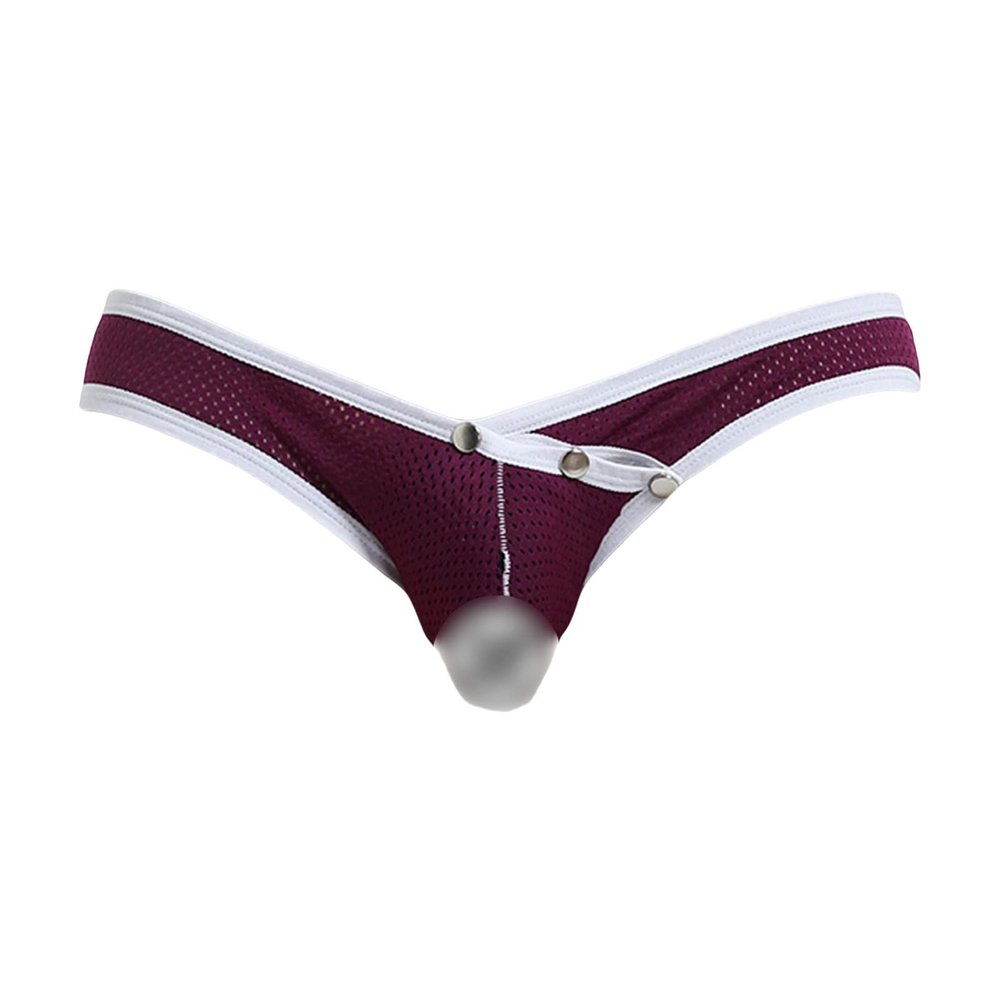 JEsilunmaMY Mens See Through Underwear Low Rise Mesh Breathable Bulge Pouch Panties High Stretch Bikini Briefs Underpants (Purple,Small)