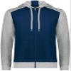 Augusta Sportswear Youth Three-Season Fleece Full Zip Hoodie Navy/Grey Heather M view 1