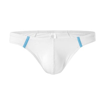 JEsilunmaMY Ice Silk Underwear for Men Low Waist Bulge Pouch Thong Bikini Briefs Stretch Breathable G-String Sexy Panties (White,Large)