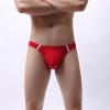 JEsilunmaMY Ice Silk Underwear for Men Low Waist Bulge Pouch Thong Bikini Briefs Stretch Breathable G-String Sexy Panties (Red,Medium) view 4